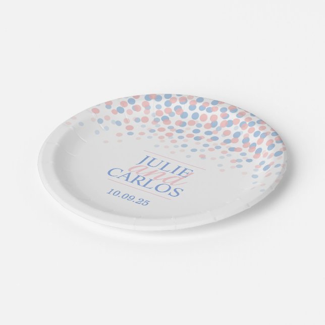 Pink rose quartz serenity dots custom paper plate (Angled)