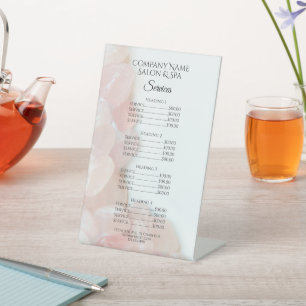 Pink Rose Quartz Spa Salon Services Pedestal Sign