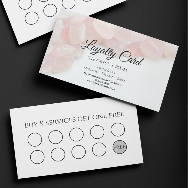Pink Rose Quartz Stones Salon Spa  Loyalty Card (Creator Uploaded)