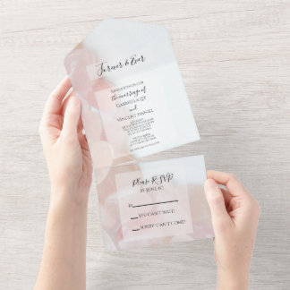 Pink Rose Quartz Wedding All In One Invitation