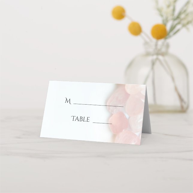Pink Rose Quartz Wedding Place Card (Back)