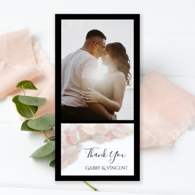 Pink Rose Quartz Wedding Thank You Photo Card (Creator Uploaded)