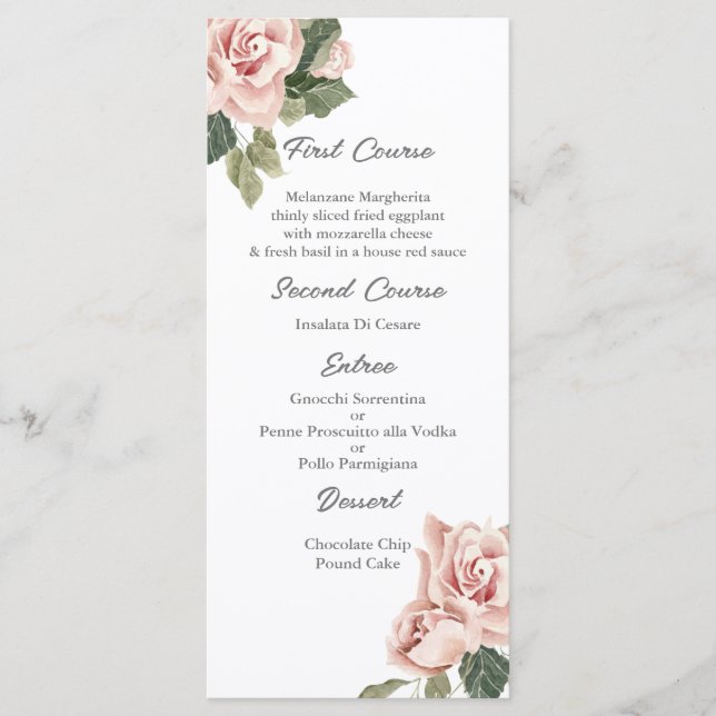 Pink rose quinceañera Menu Template (Front)