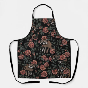 Pink Rose Raccoons Apron
