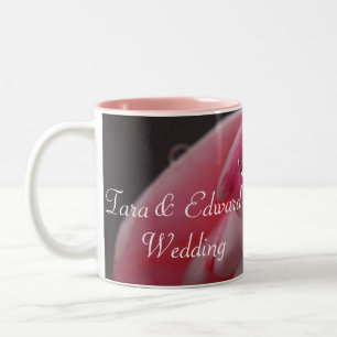 Pink Rose Raindrop Wedding Two-Tone Coffee Mug