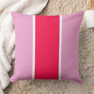 Pink rose, red and white lines cushion
