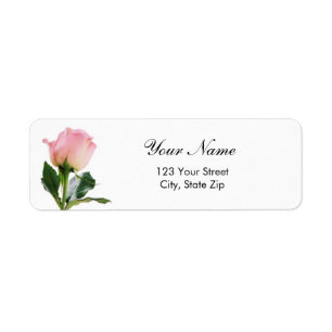 Pink Rose Return Address Label