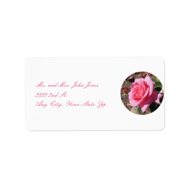 Pink Rose Return Address Label (Front)