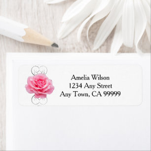 Pink Rose Return Address Label