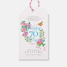 Pink Rose Ribbon 70th Birthday