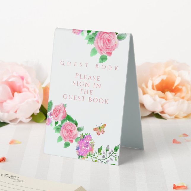 Pink Rose Ribbon Monogram Wedding Sign  (In SItu (Wedding))