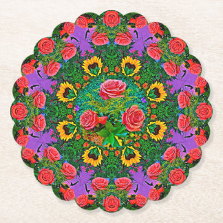 Pink Rose Rings 4 Paper Coaster