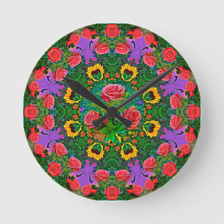 Pink Rose Rings 4 Round Clock