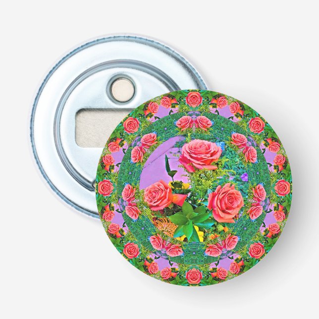 Pink Rose Rings  Bottle Opener (Front)