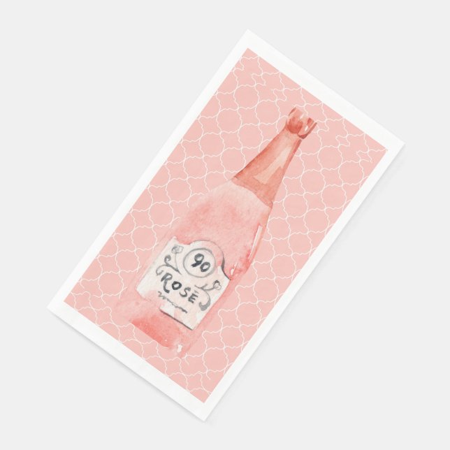 Pink Rose Rosé Bottle napkin (Corner)