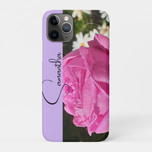 Pink Rose Rose Floral Flower Photo Girls Name iPhone 11 Pro Case