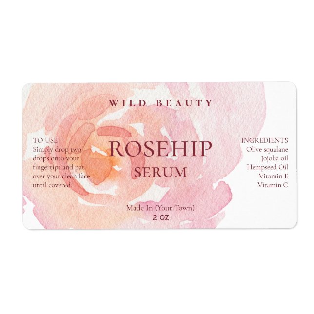 Pink Rose Rosehip Serum Labels (Front)