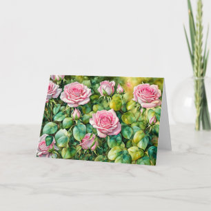 Pink Rose Roses Garden Art Note Card