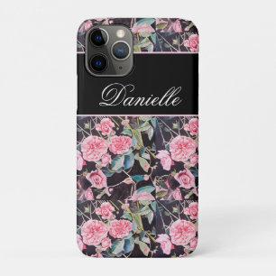 Pink Rose Roses Watercolor Vintage Customizable iPhone 11 Pro Case