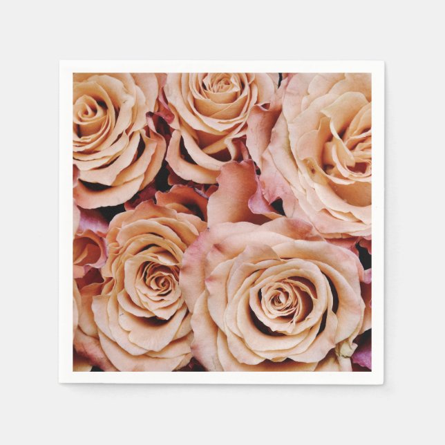 Pink Rose Roses Wedding Custom Paper Napkins (Front)