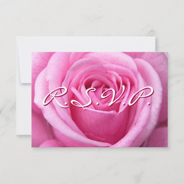 Pink Rose RSVP Personalised Rose Cards (Front)