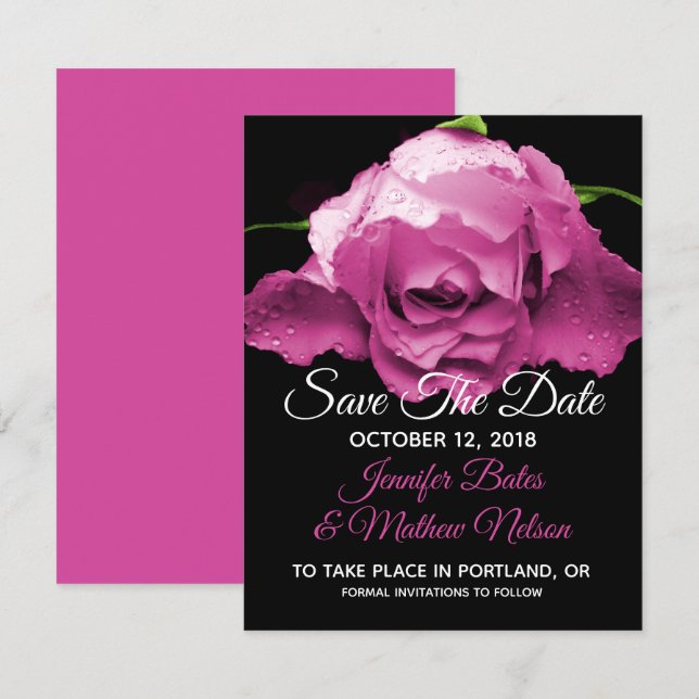 Pink Rose Save the Date Announcements (Front/Back)