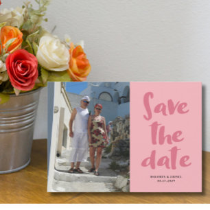 Pink Rose Script Save the date Invitation