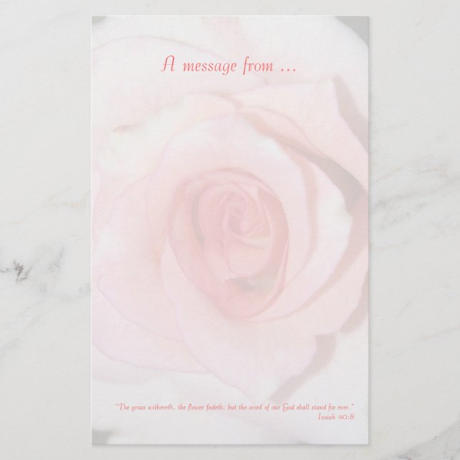 Pink Rose Scripture Stationery (Front)