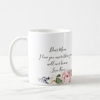 Pink Rose Sentiment Dear Mom Custom Photo Gift Coffee Mug