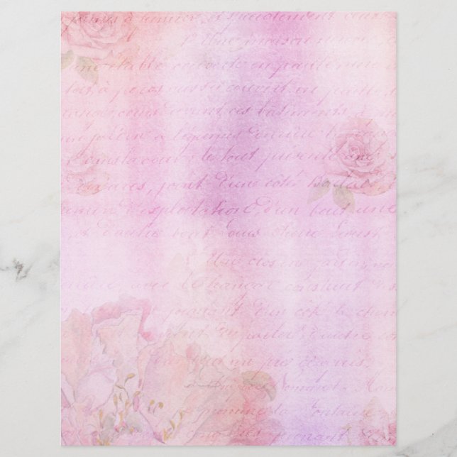 Pink Rose Shabby Chic Scrapbook Ephemera (Front)