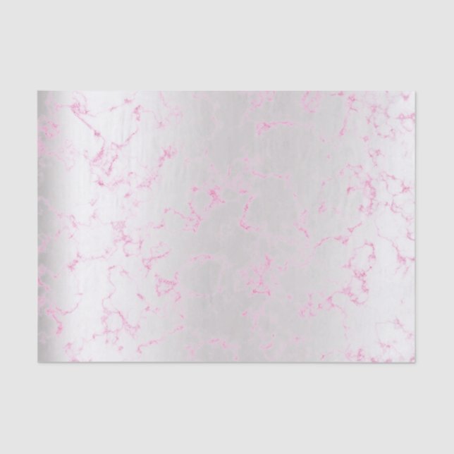 Pink Rose Silver Marble Metallic Abstract Tissue Paper (Front)