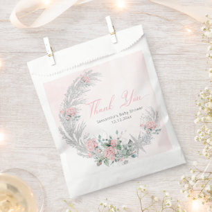 Pink Rose Silver Winter Thank you Favour Bags