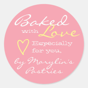 Pink Rose Simple Made with Love Heart Pastel Classic Round Sticker