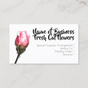 Pink rose single chic flower floral florist business card