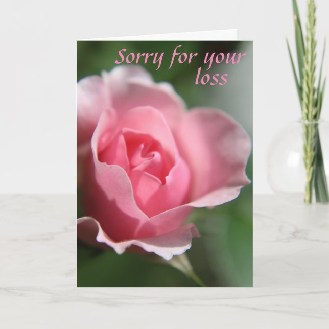 Pink Rose Sorry for your Loss Card (Front)