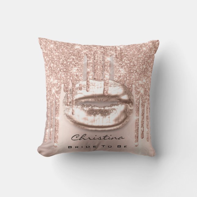 Pink Rose Spark Pastel Mermaid Unicorn Kiss Bride Cushion (Front)