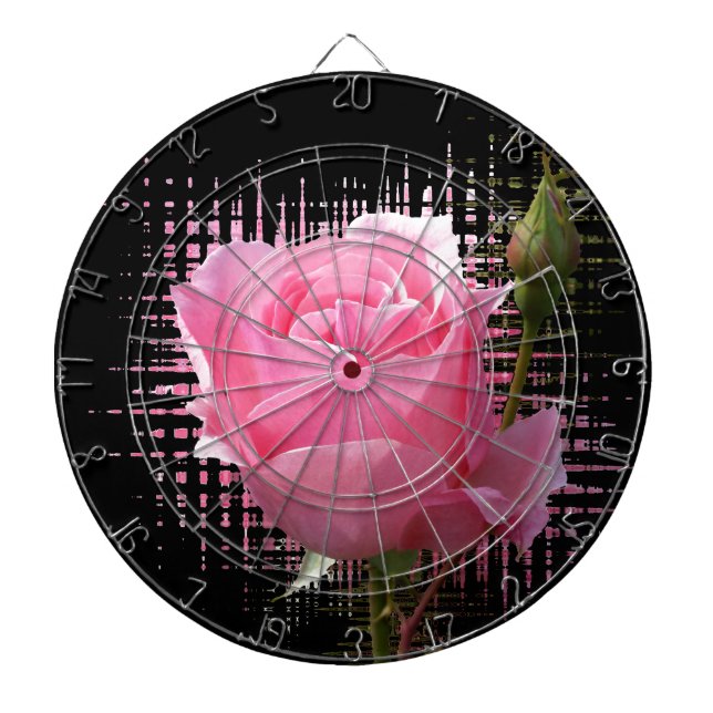 pink rose splash dartboard (Front)