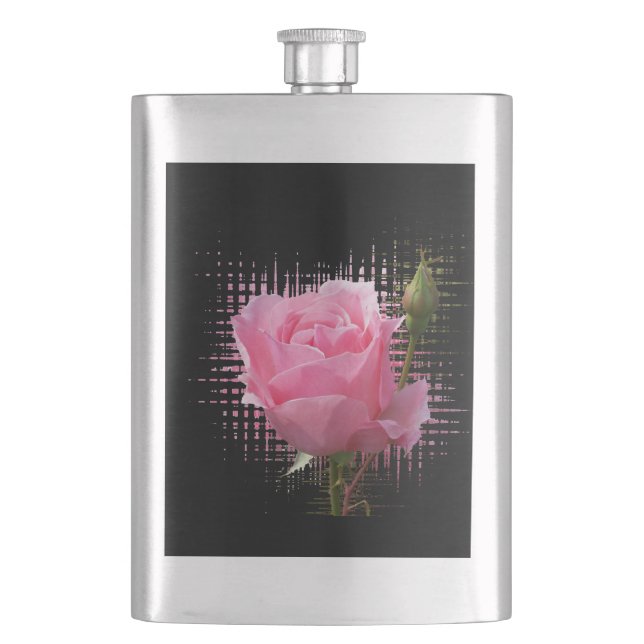 pink rose splash hip flask (Front)