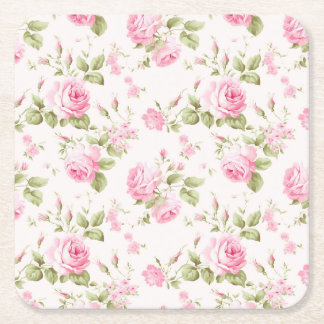 Pink Rose Spray Garden Party Paper Coaster