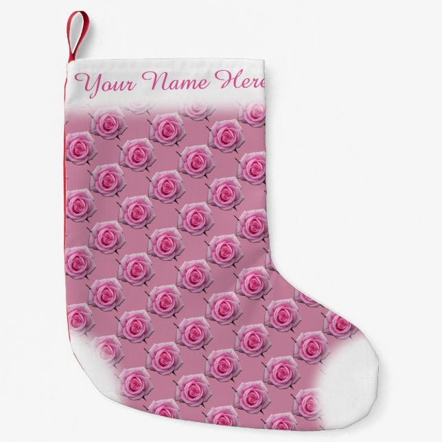 Pink Rose Stocking Rose Christmas Stocking Custom (Front)