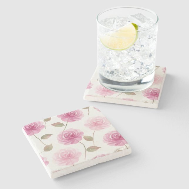  Pink Rose Stone Coaster (Side)