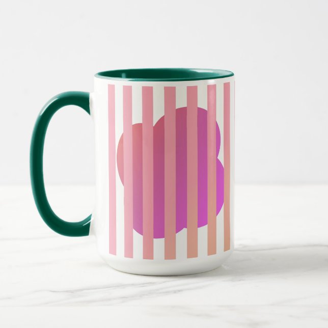 Pink & Rose Stripe Floral with Green Interior Mug (Left)