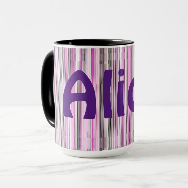 Pink rose striped mug (Front Left)