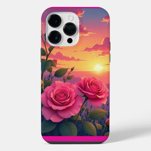  Pink Rose Sunset Glow iPhone Case (Back)