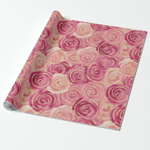 Pink Rose Swirl Glitter Seamless Pattern Wrapping Paper