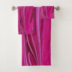 Pink Rose Swirls Bath Towel Set