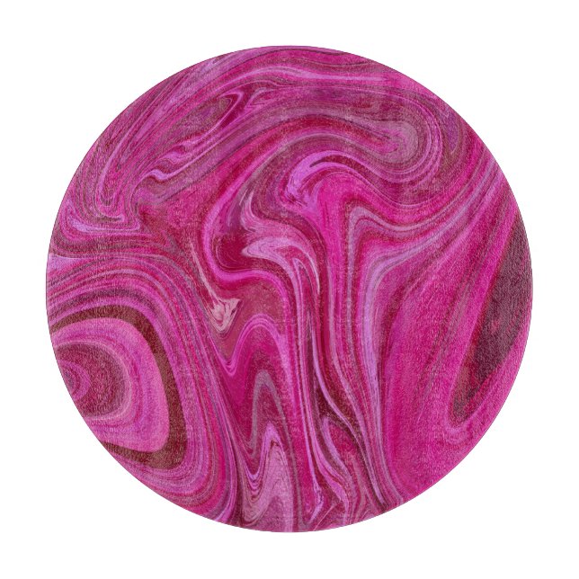 Pink Rose Swirls Cutting Board (Front)