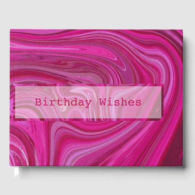 Pink Rose Swirls Guest Book (Front)