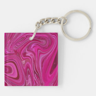 Pink Rose Swirls Key Ring