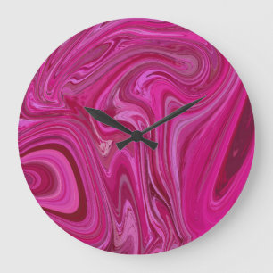 Pink Rose Swirls Large Clock